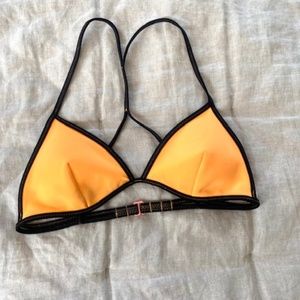 Neon Orange and Black Bikini Top - Size S/XS